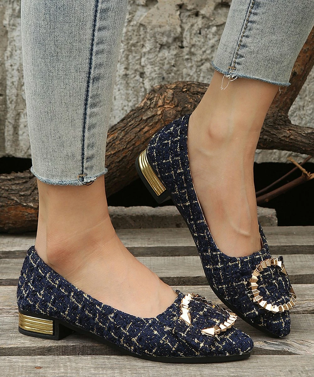 Deals ๐ PAOTMBU Blue & Goldtone Buckle-Accent Flat - ๐ฉ Women ๐
