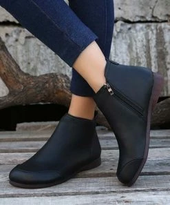 Best reviews of 😀 PAOTMBU Black Flat Ankle Boot - 👩 Women 🥰