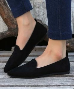 Coupon 🔥 PAOTMBU Black Pointed-Toe Flat - 👩 Women 🧨