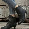New 🔔 PAOTMBU Black Lace-Up High-Heel Ankle Boot - 👩 Women 🔥