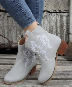 Cheap 👏 PAOTMBU Gray Short Cowboy Boot - 👩 Women 🧨