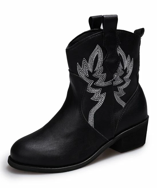 New ๐ PAOTMBU Black & Silver Short Cowboy Boot - ๐ฉ Women ๐คฉ - Image 2