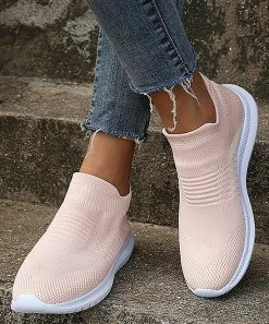 Wholesale 🥰 PAOTMBU Pink Ribbed Sock 👟 Sneaker - 👩 Women 🎁