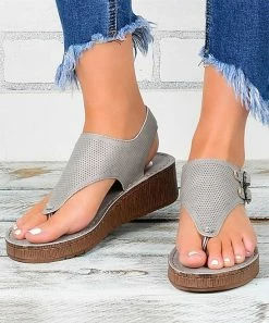Discount ๐ PAOTMBU Gray Double-Buckle ๐ฉด Sandal - ๐ฉ Women ๐