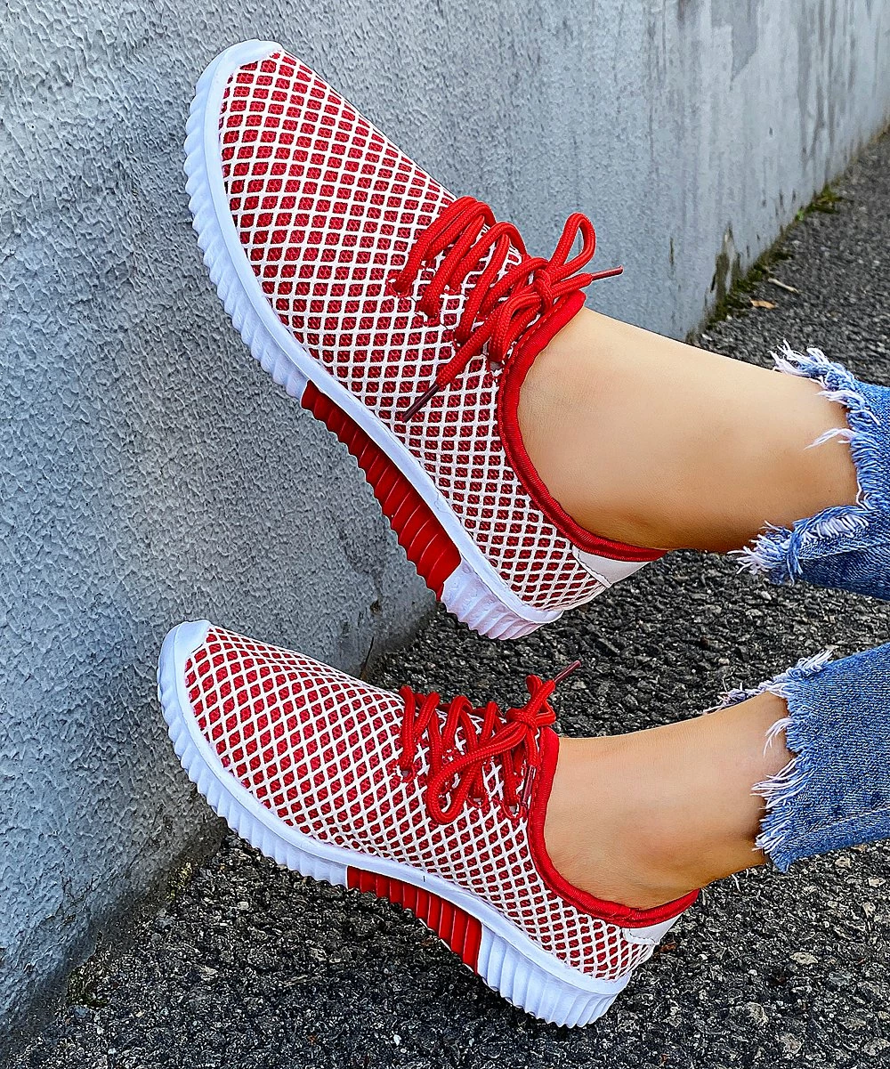 Hot Sale ๐ PAOTMBU Red & White Mesh ๐ Sneaker - ๐ฉ Women ๐ - Image 2