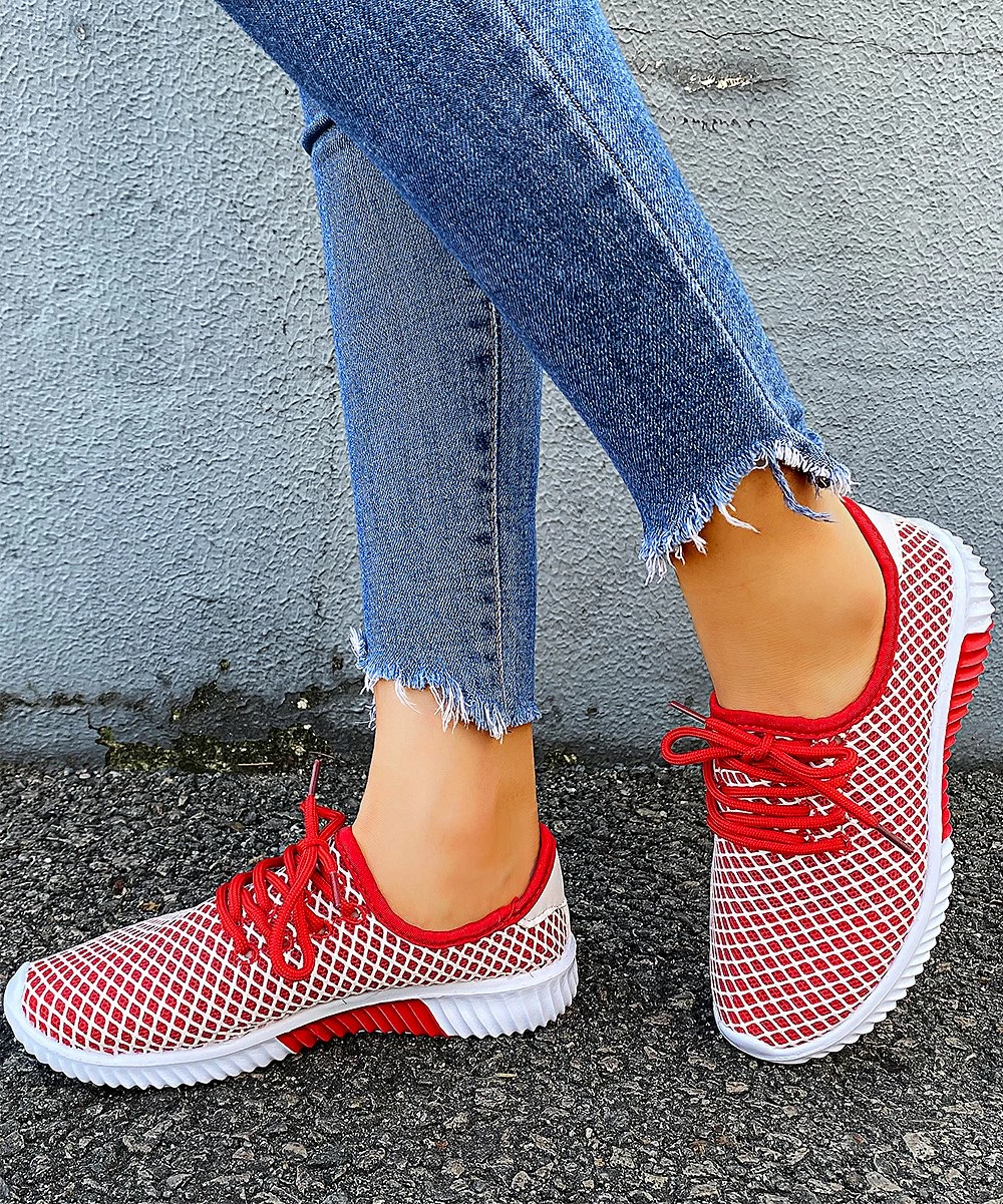 Hot Sale ๐ PAOTMBU Red & White Mesh ๐ Sneaker - ๐ฉ Women ๐ - Image 3