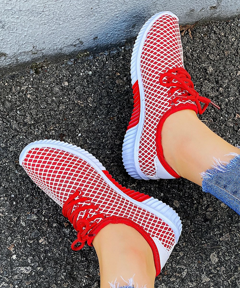 Hot Sale ๐ PAOTMBU Red & White Mesh ๐ Sneaker - ๐ฉ Women ๐ - Image 4