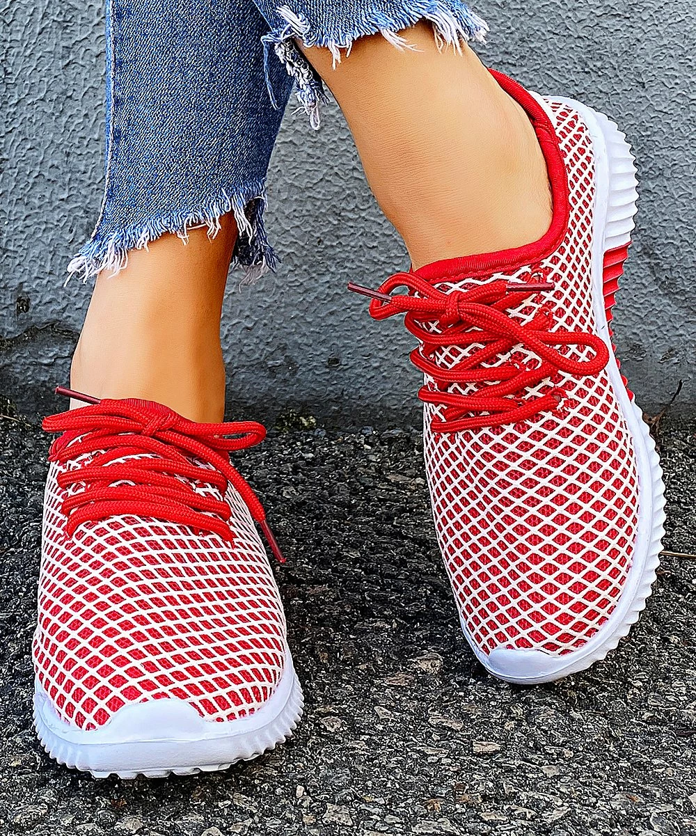 Hot Sale ๐ PAOTMBU Red & White Mesh ๐ Sneaker - ๐ฉ Women ๐ - Image 5