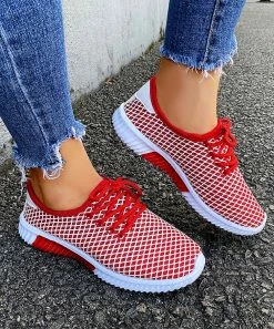 Hot Sale 🎉 PAOTMBU Red & White Mesh 👟 Sneaker - 👩 Women 👍