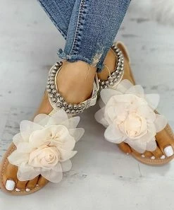 Promo 🎉 PAOTMBU White Flower-Accent 🩴 Sandal - 👩 Women 😍