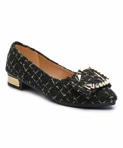 Cheapest ๐คฉ PAOTMBU Black & Gold Tweed Stud-Accent Ballet Flat - ๐ฉ Women ๐ฅ