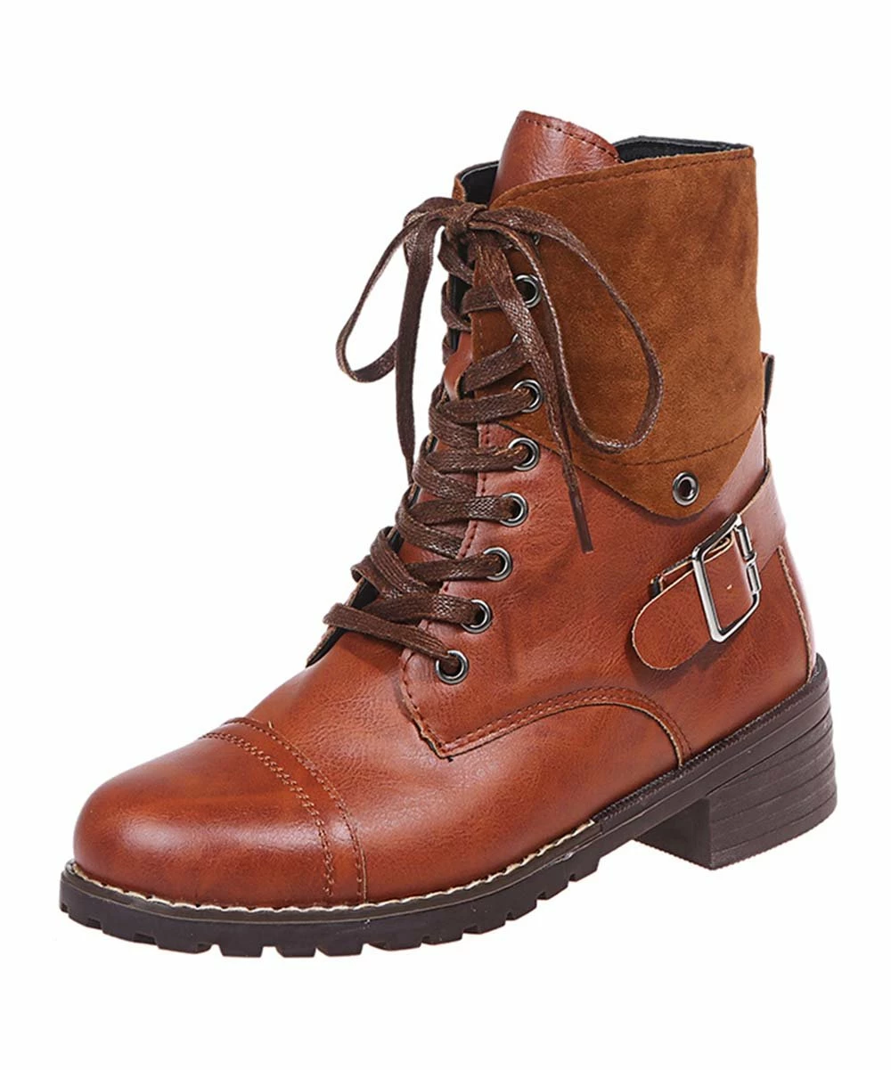 Cheap ๐ PAOTMBU Yellow Buckle-Accent Combat Boot - ๐ฉ Women ๐ - Image 4