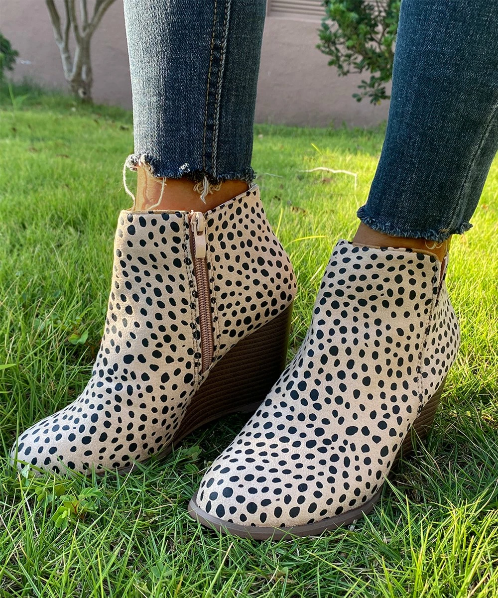 Coupon ๐ PAOTMBU Apricot Leopard Wedge Bootie - ๐ฉ Women ๐ฅฐ