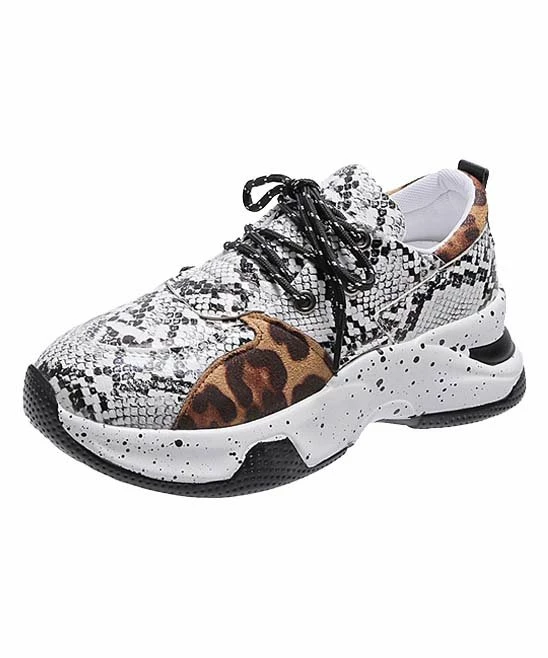 Buy 🥰 PAOTMBU Black & White Snake Leopard-Accent 👟 Sneaker - 👩 Women 🛒 - Image 2