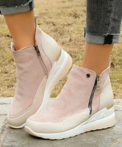 Hot Sale 🤩 PAOTMBU Beige Side-Zip Wedge 👟 Sneaker - 👩 Women 🎁