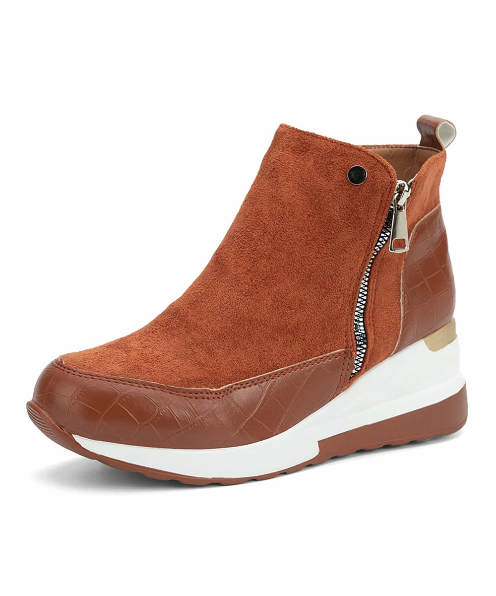 Flash Sale 🤩 PAOTMBU Brown Side-Zip Wedge 👟 Sneaker - 👩 Women 🎁 - Image 2