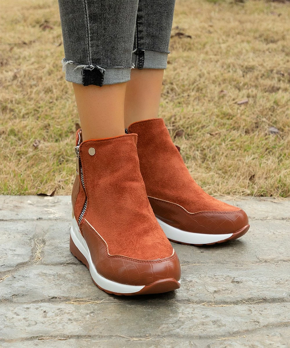 Flash Sale 🤩 PAOTMBU Brown Side-Zip Wedge 👟 Sneaker - 👩 Women 🎁 - Image 4
