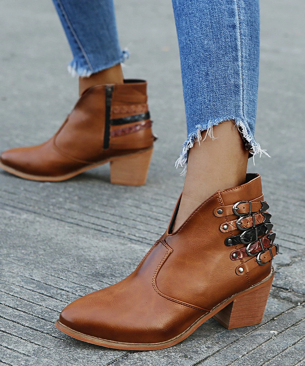 Best reviews of 🎉 PAOTMBU Brown Multi-Buckle Ankle Boot - 👩 Women 💯 - Image 3