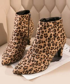 New 🔥 PAOTMBU Brown & Black Leopard Ankle Boot - 👩 Women 🥰