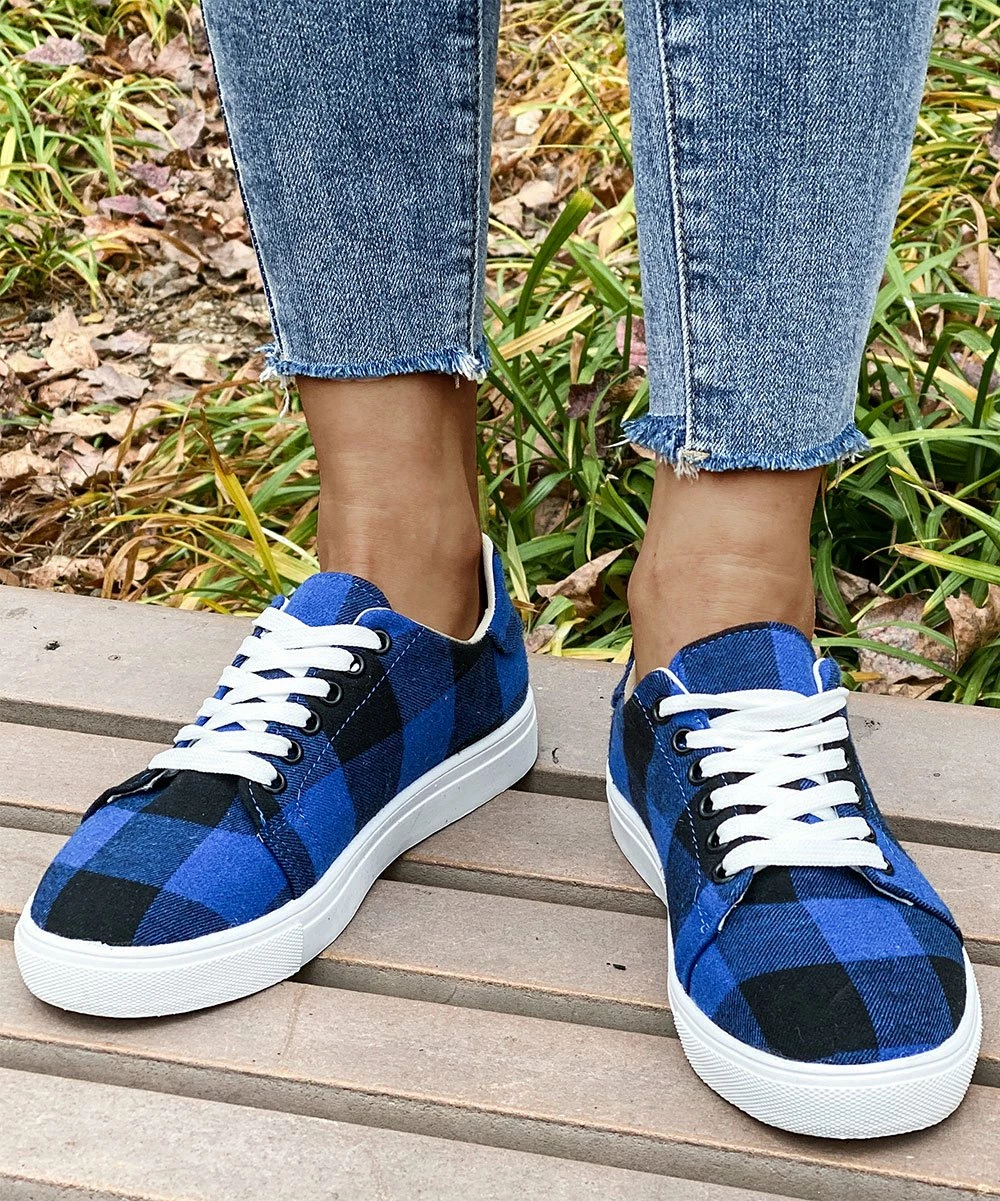 Flash Sale โญ PAOTMBU Blue & Black Buffalo Check ๐ Sneaker - ๐ฉ Women ๐ฅฐ - Image 2