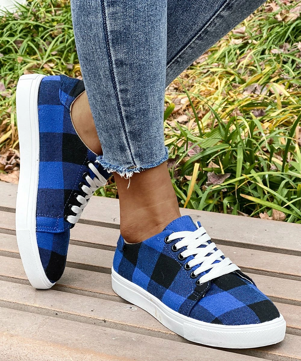 Flash Sale โญ PAOTMBU Blue & Black Buffalo Check ๐ Sneaker - ๐ฉ Women ๐ฅฐ - Image 3