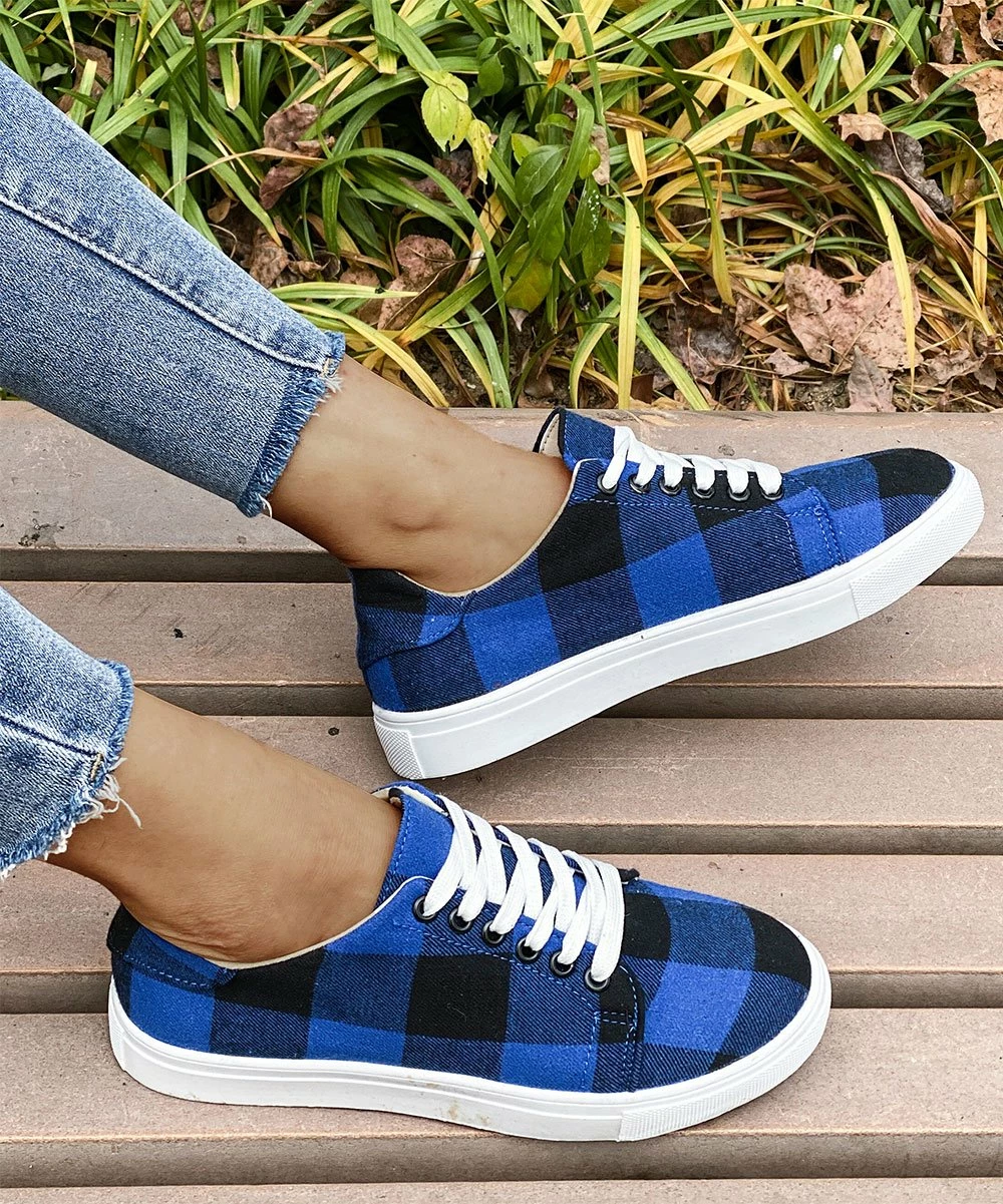 Flash Sale โญ PAOTMBU Blue & Black Buffalo Check ๐ Sneaker - ๐ฉ Women ๐ฅฐ - Image 4