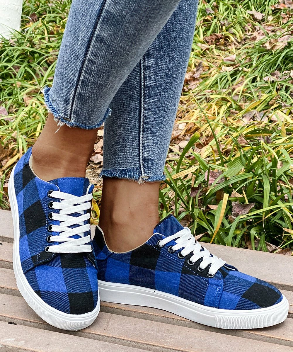 Flash Sale โญ PAOTMBU Blue & Black Buffalo Check ๐ Sneaker - ๐ฉ Women ๐ฅฐ