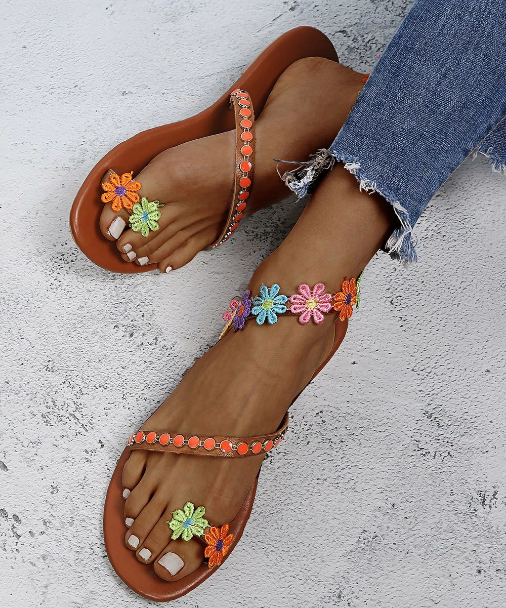 Promo โค๏ธ PAOTMBU Brown & Orange Floral ๐ฉด Sandal - ๐ฉ Women โ - Image 5