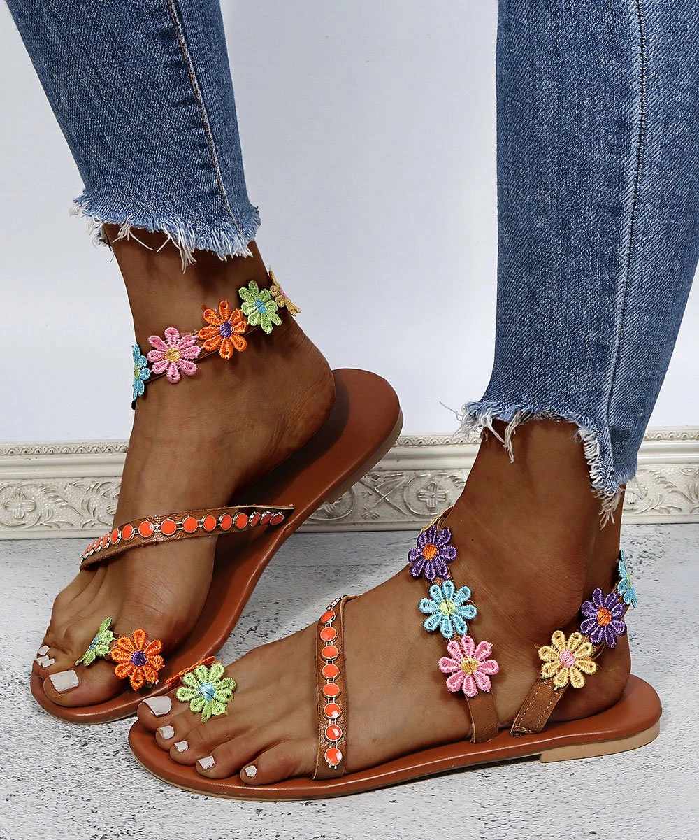 Promo โค๏ธ PAOTMBU Brown & Orange Floral ๐ฉด Sandal - ๐ฉ Women โ
