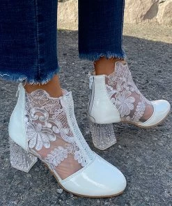 Wholesale โค๏ธ PAOTMBU White Sheer Lace-Accent Pump - ๐ฉ Women โจ