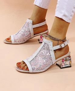 Buy ✔️ PAOTMBU White Floral Lace-Accent Peep-Toe Pump - 👩 Women 😍