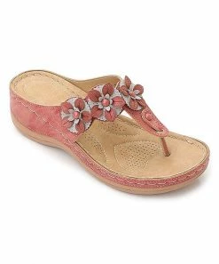 Brand new ๐ PAOTMBU Red Floral-Embellished ๐ฉด Sandal - ๐ฉ Women ๐
