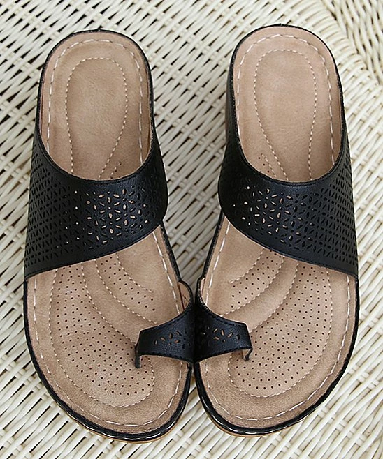 Deals ✨ PAOTMBU Black Floral Toe-Ring 🩴 Sandal - 👩 Women ⭐ - Image 3