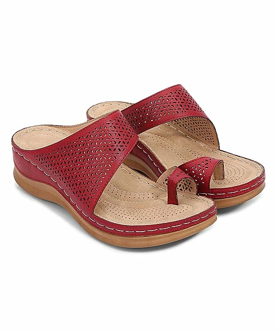 Hot Sale ๐ PAOTMBU Red Floral Toe-Ring ๐ฉด Sandal - ๐ฉ Women ๐ฅฐ