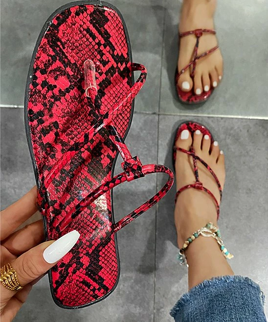 Budget ๐ PAOTMBU Red Snake-Print Strappy ๐ฉด Sandal - ๐ฉ Women ๐ - Image 2