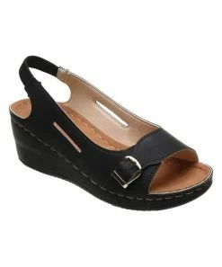 Top 10 😉 PAOTMBU Black Buckle-Strap Slingback Platform 🩴 Sandal - 👩 Women 🎉