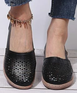 Deals π PAOTMBU Black Perforated Side-Cutout Flat - π© Women π₯°