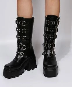 Coupon 🎉 PAOTMBU Black Studded Platform Boot - 👩 Women 😀
