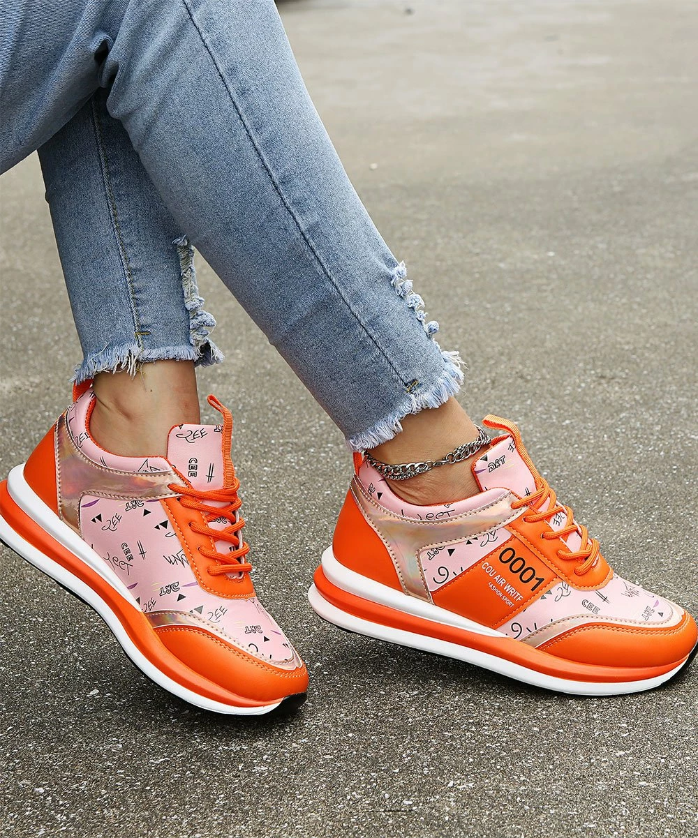 Coupon ๐ฏ PAOTMBU Orange & Pink Doodle ๐ Sneaker - ๐ฉ Women โค๏ธ - Image 3