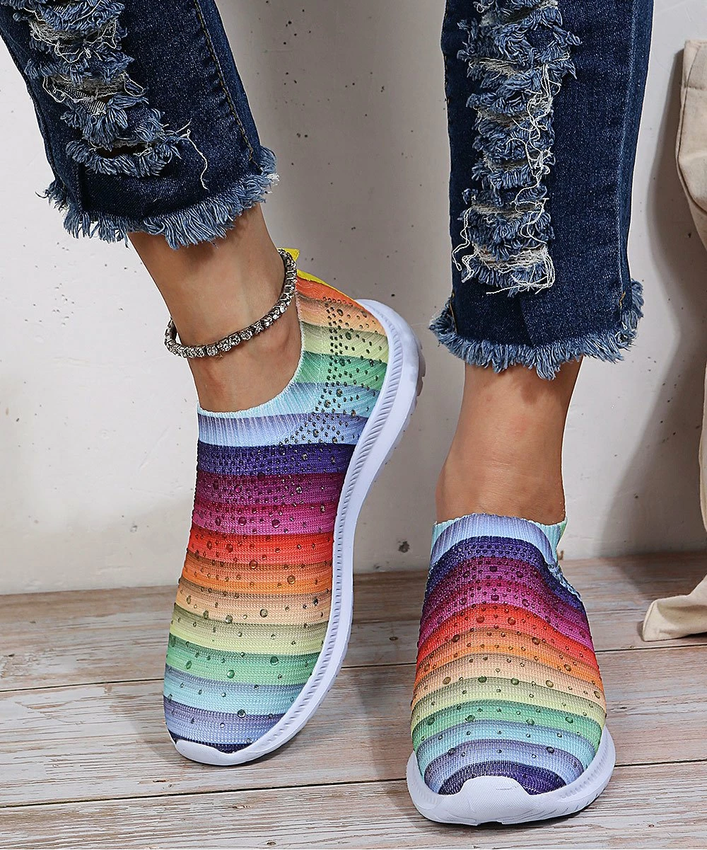 Coupon โญ PAOTMBU Red & Purple Rainbow Stripe ๐ Sneakers - ๐ฉ Women ๐