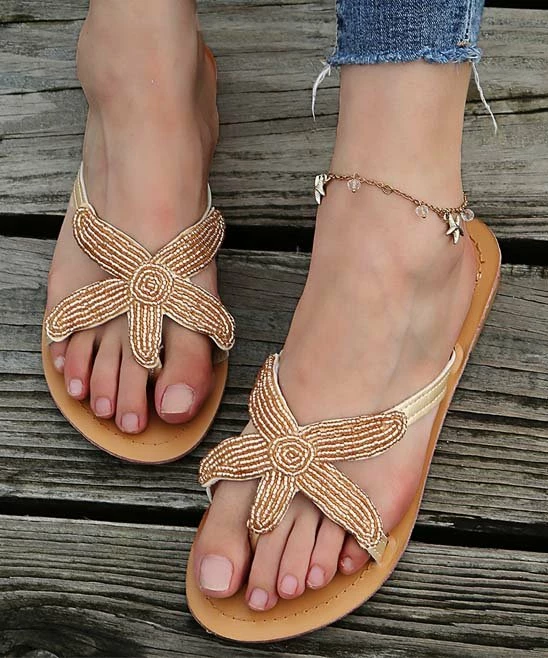 Brand new ๐ PAOTMBU Gold Beaded Starfish ๐ฉด Sandal - ๐ฉ Women ๐งจ - Image 2