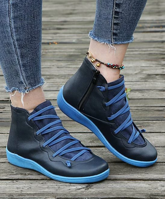 Best deal โ PAOTMBU Black & Blue Elastic Zip Boot - ๐ฉ Women ๐ - Image 2