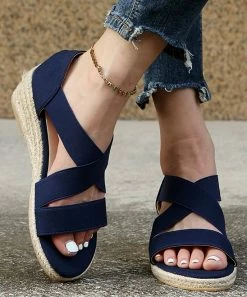 Best Sale โ PAOTMBU Deep Blue Crisscross Wedge Espadrille - ๐ฉ Women ๐