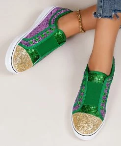 Cheap ⭐ PAOTMBU Green & Gold Glitter 👟 Sneaker - 👩 Women 🔔
