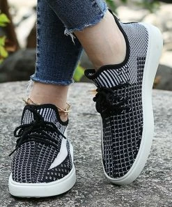 Best Pirce 💯 PAOTMBU Black Geometric Slip-On 👟 Sneaker - 👩 Women 👍