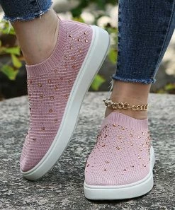 Discount ๐ฅ PAOTMBU Pink Rhinestone-Accent Slip-On ๐ Sneaker - ๐ฉ Women ๐งจ