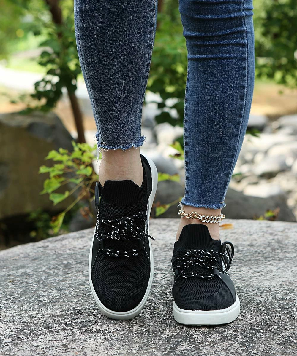 Deals ⌛ PAOTMBU Black Contrast-Panel 👟 Sneaker - 👩 Women 👏 - Image 3