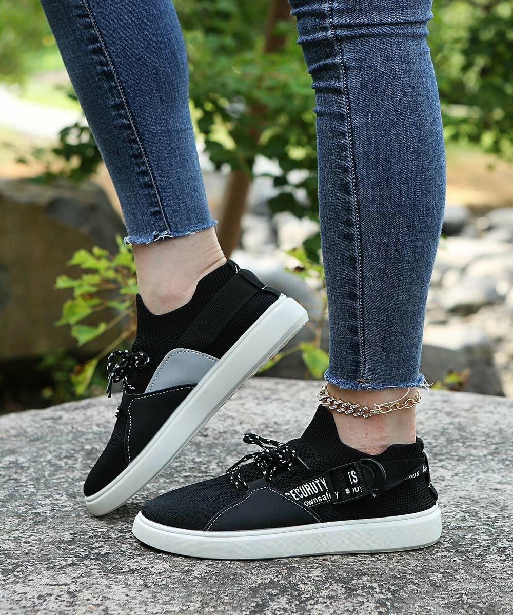Deals ⌛ PAOTMBU Black Contrast-Panel 👟 Sneaker - 👩 Women 👏 - Image 4