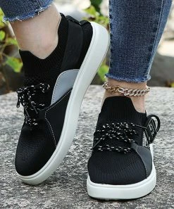 Deals โ PAOTMBU Black Contrast-Panel ๐ Sneaker - ๐ฉ Women ๐